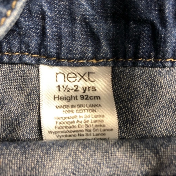 Next UK Blue Denim Overalls Dress, 1.5 - 2 years - Picture 5 of 6